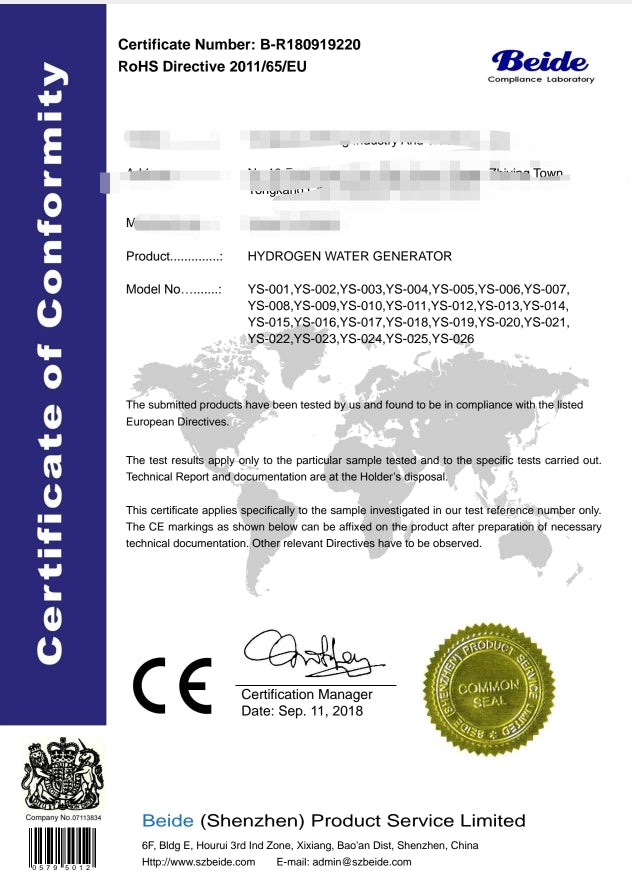 RoHS certificate