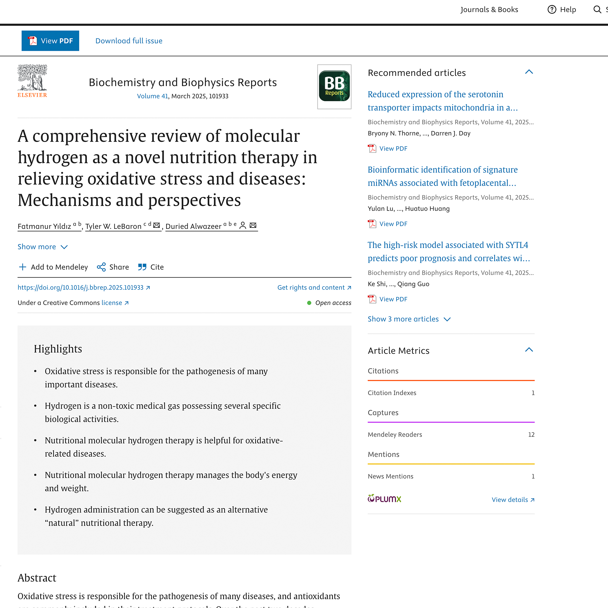 Study screenshot — Antioxidant / Redox