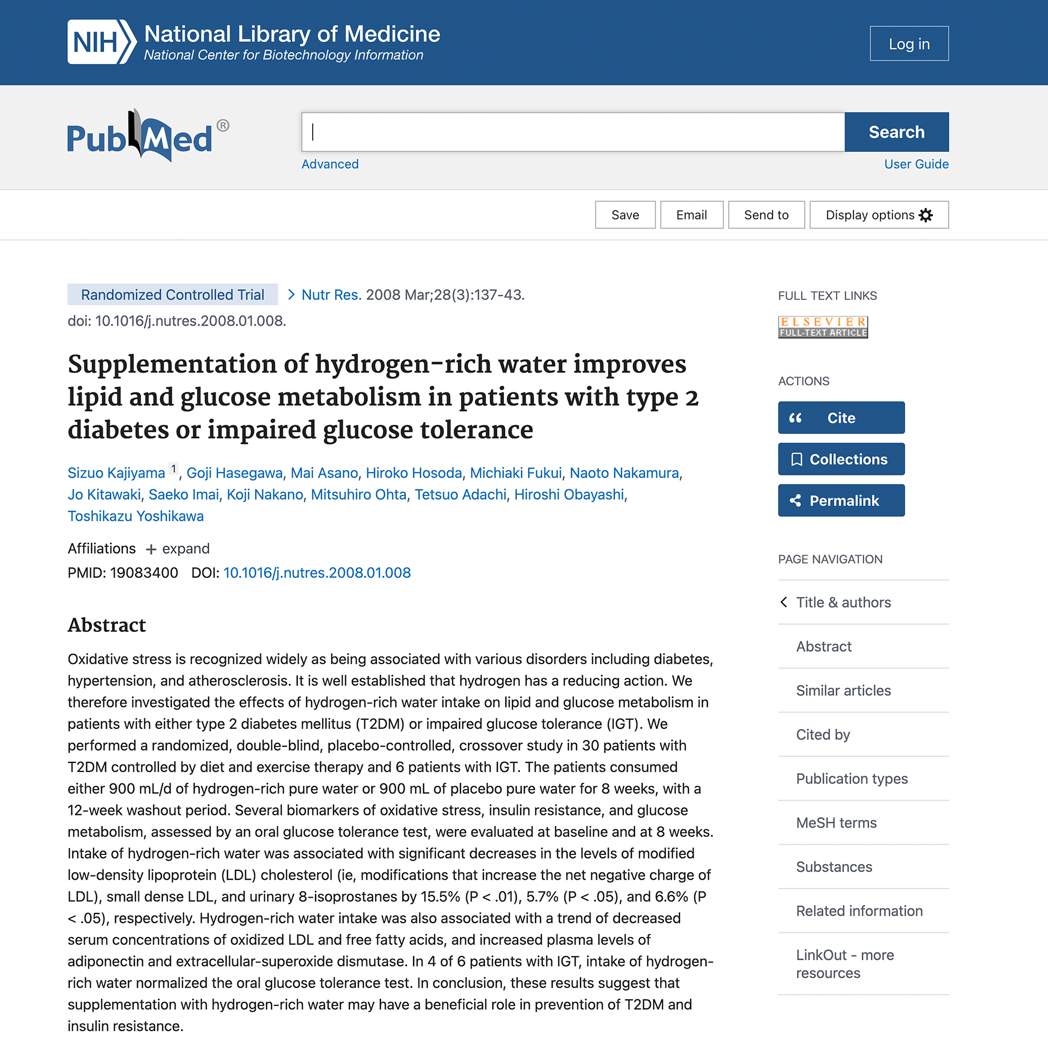 Study screenshot — Fat metabolism / Diabetes